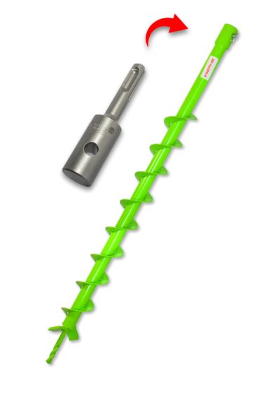 WERHE Erdbohrer für bohrmaschine mit SDS Plus adapter ⌀50 mm, 80cm länge – Brunnenbohrer, Baumpflanzung, erdlochbohrer, Pfahlbohrer, Durchlässenbohrer – Präzise Bohrspitze und Hartmetallklingen