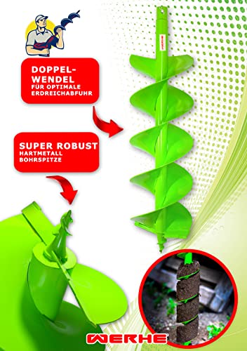 WERHE® Profi Bohrer Starker Stahl, Erdbohrer für bohrmaschine 200 mm Doppel-Welle extrem robust mit Stihl Adapter - Pfahlbohrer Brunnenbohrer präzise Bohrspitze. - Image 10