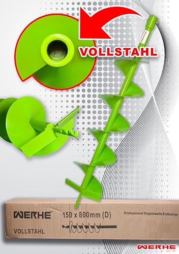 WERHE® Profi Bohrer VollStahl, Erdbohrer für bohrmaschine 150 mm extrem robust mit SDS Plus Adapter - Pfahlbohrer Brunnenbohrer präzise Bohrspitze. - Image 10